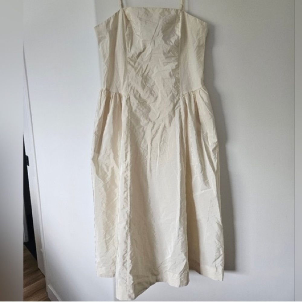 a new day Cream Spaghetti Strap Midi Dress